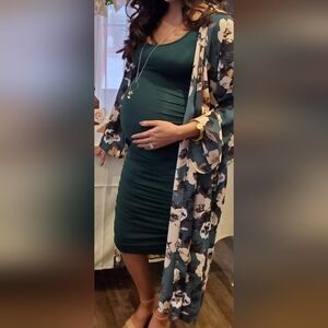 Floral Green Midi Maternity Dress